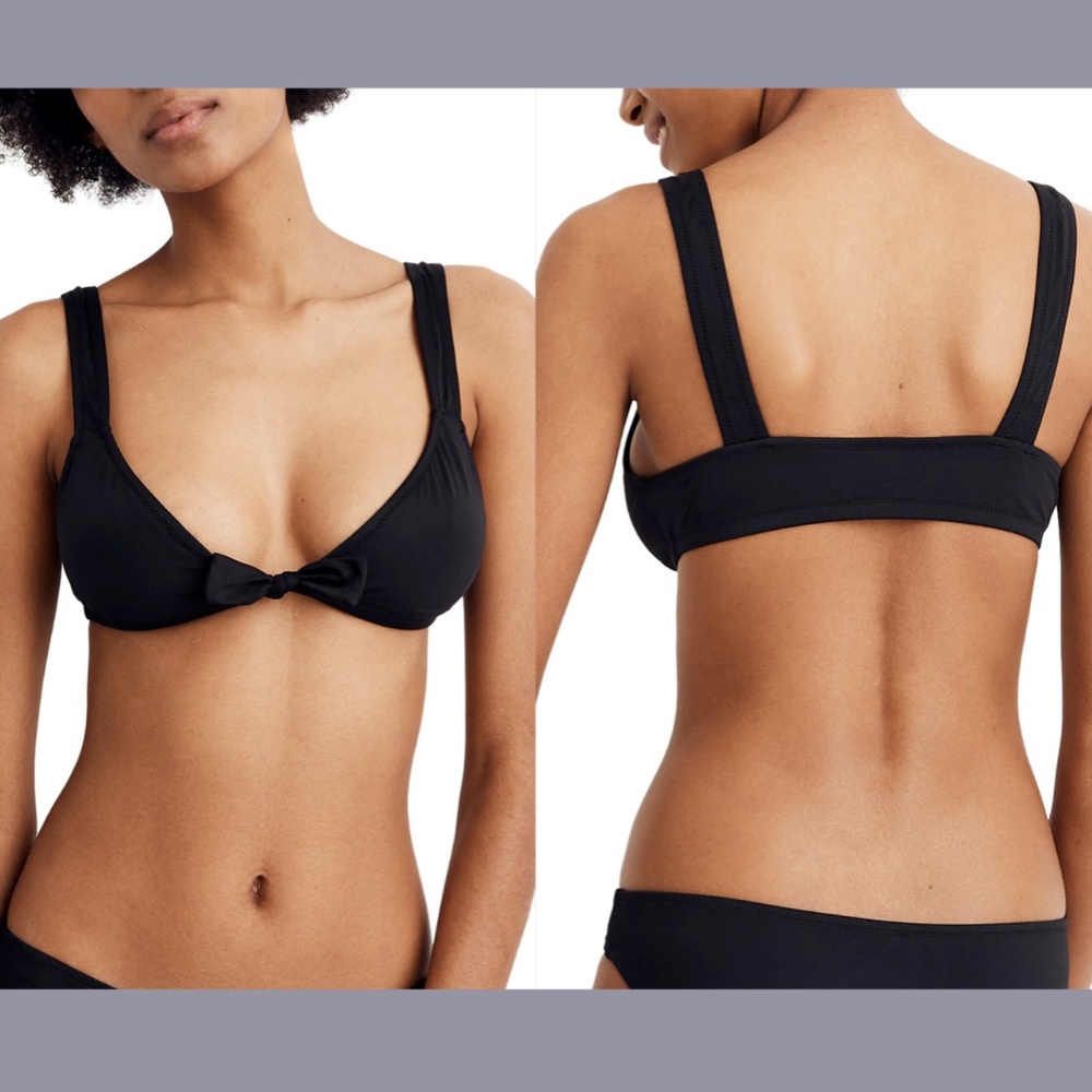 NWT MADEWELL [ PLUS 2X ] Second Wave Tie Front Bikini Top In True‎ Black - Picture 12 of 12